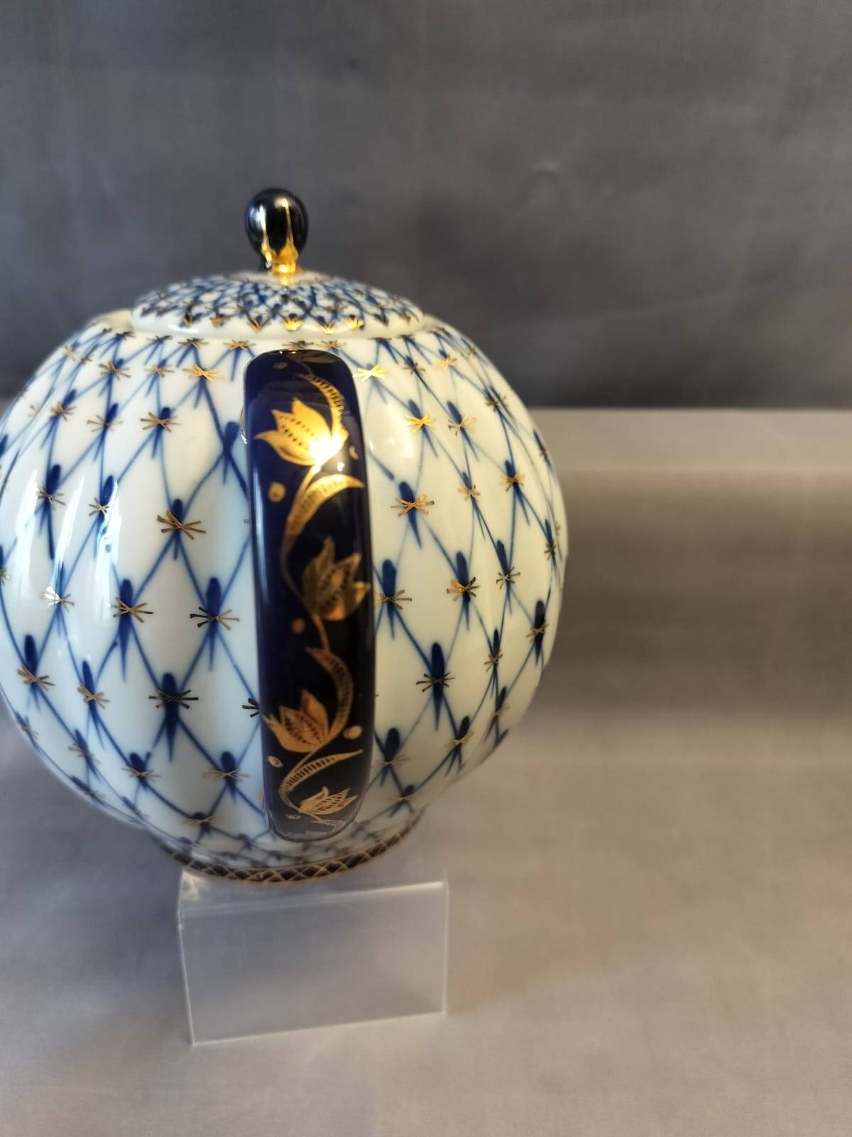 Lomonosov Imperial Porcelain XXL 2000ml Teapot Cobaltnet 22 Carat Gold