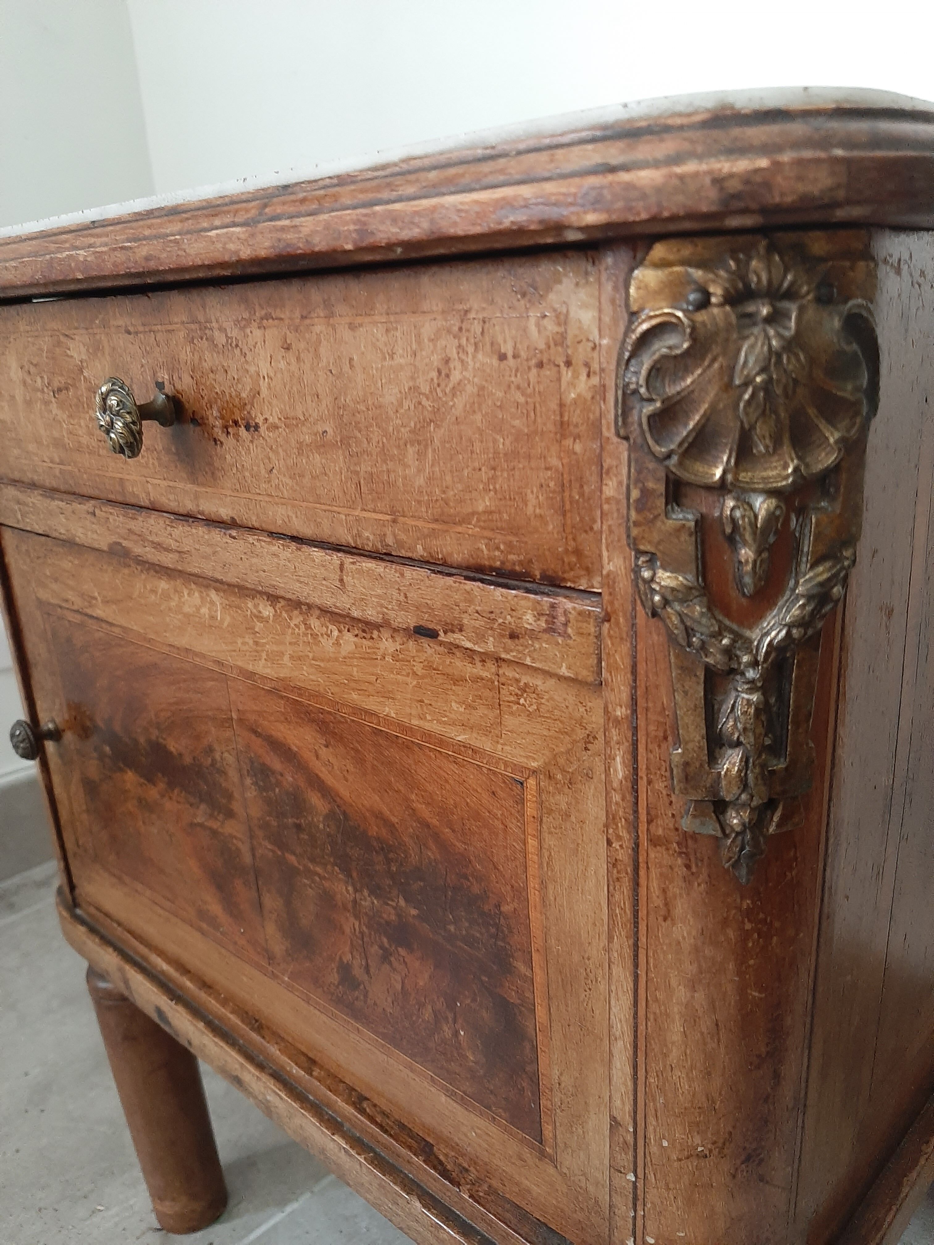 Wooden and marble bedside
