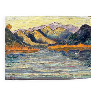 Old landscape painted with a knife