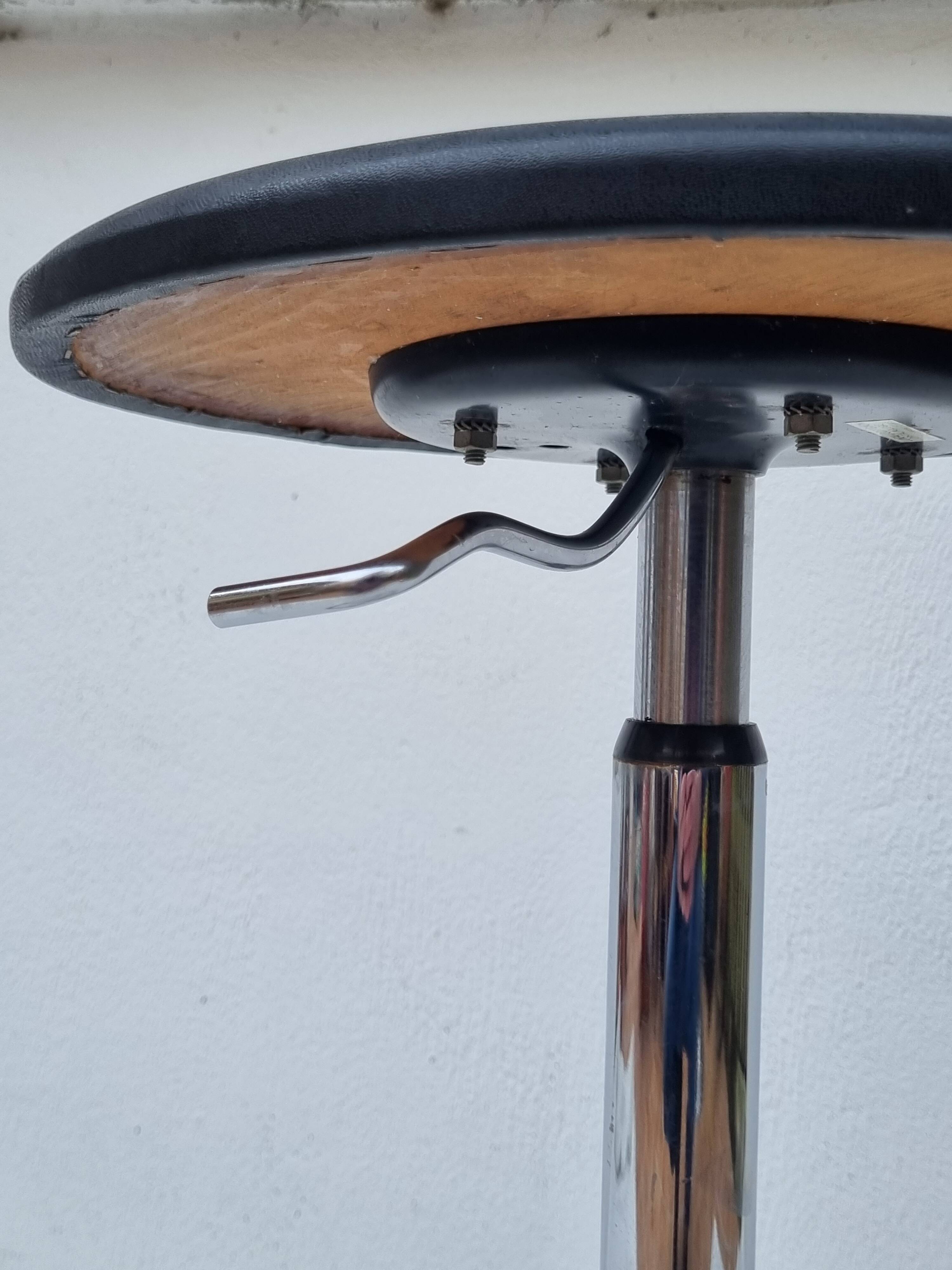 Vintage adjustable chrome stool 56 cm