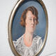 Portrait painted woman signed in oval frame, wall frame, wood frame and painted stucco, vintage frame