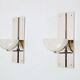 Pair of modernist wall lights by Claude Parent, nickel-plated steel, 1992.