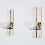 Pair of modernist wall lights by Claude Parent, nickel-plated steel, 1992.