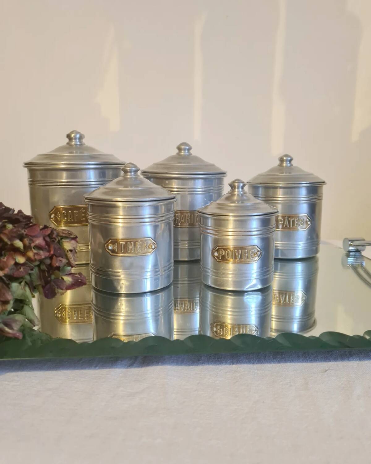 Aluminum and brass spice jars