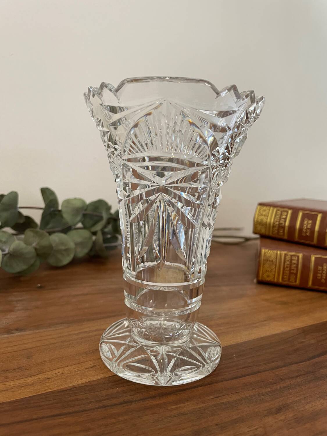 Hand-cut crystal vase