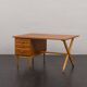 Teak and oak double-sided desk with X-shaped legs