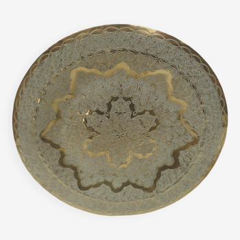 Round brass tray, oriental decor