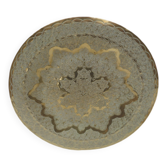 Round brass tray, oriental decor