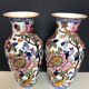 Pair of large Vase in Gien earthen earthen pattern Peonies