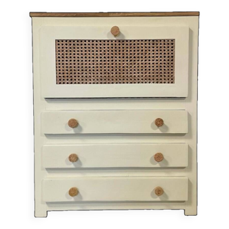 Vintage chest of drawers with 3 drawers and a flap