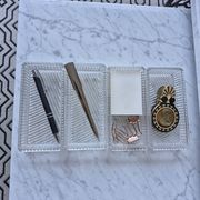 Set of 4 small bevelled and striped vintage glass trays / catchalls.