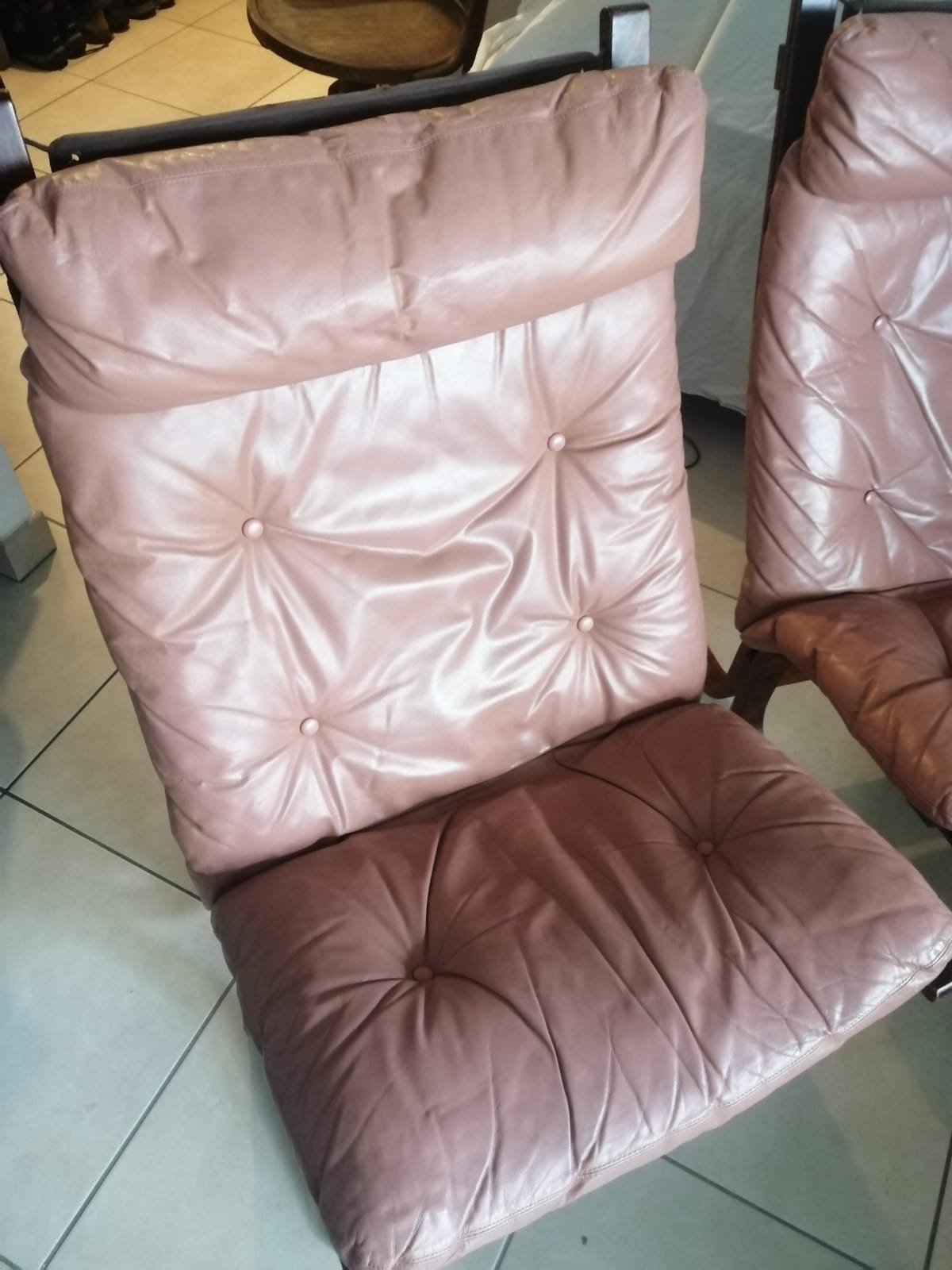 Pair of Scandinavian armchairs and ottoman Ingmar Relling Westnofa 1962