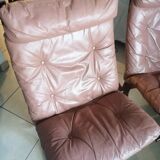 Pair of Scandinavian armchairs and ottoman Ingmar Relling Westnofa 1962