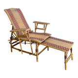 Ancienne chaise longue Art déco en rotin et osier