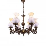 Six-arm brass chandelier from the early 20th century, Poland.