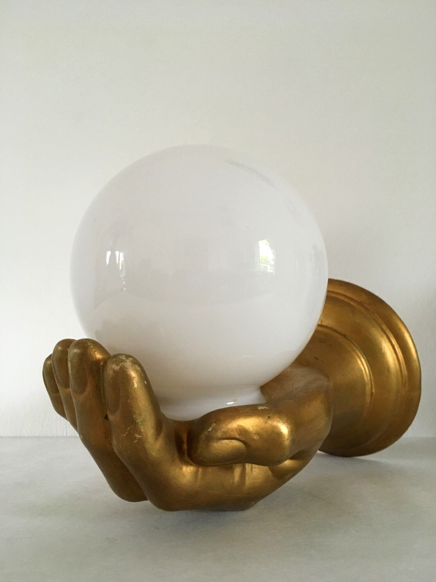 Vintage hand lamp in ceramic and opaline 70s