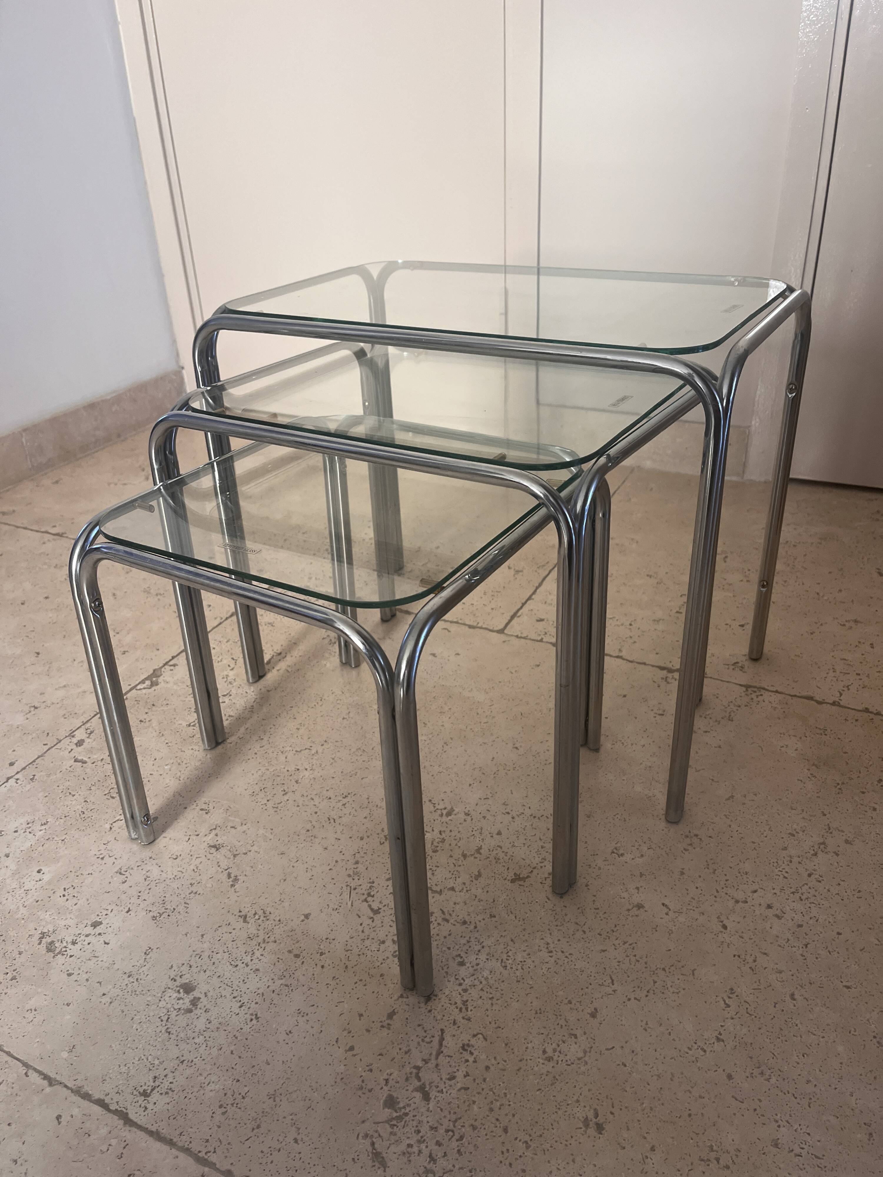 chrome nesting tables from the 1970s