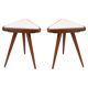 Set of two triangular velvet stools in white, Europe, 1960s