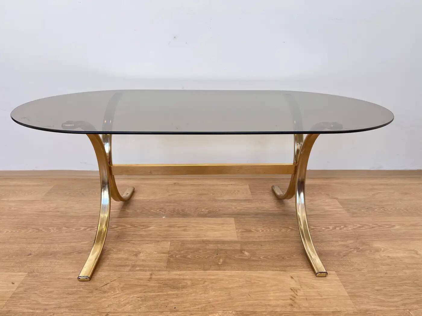 1970s design mid-century brass and smoked glass coffee table