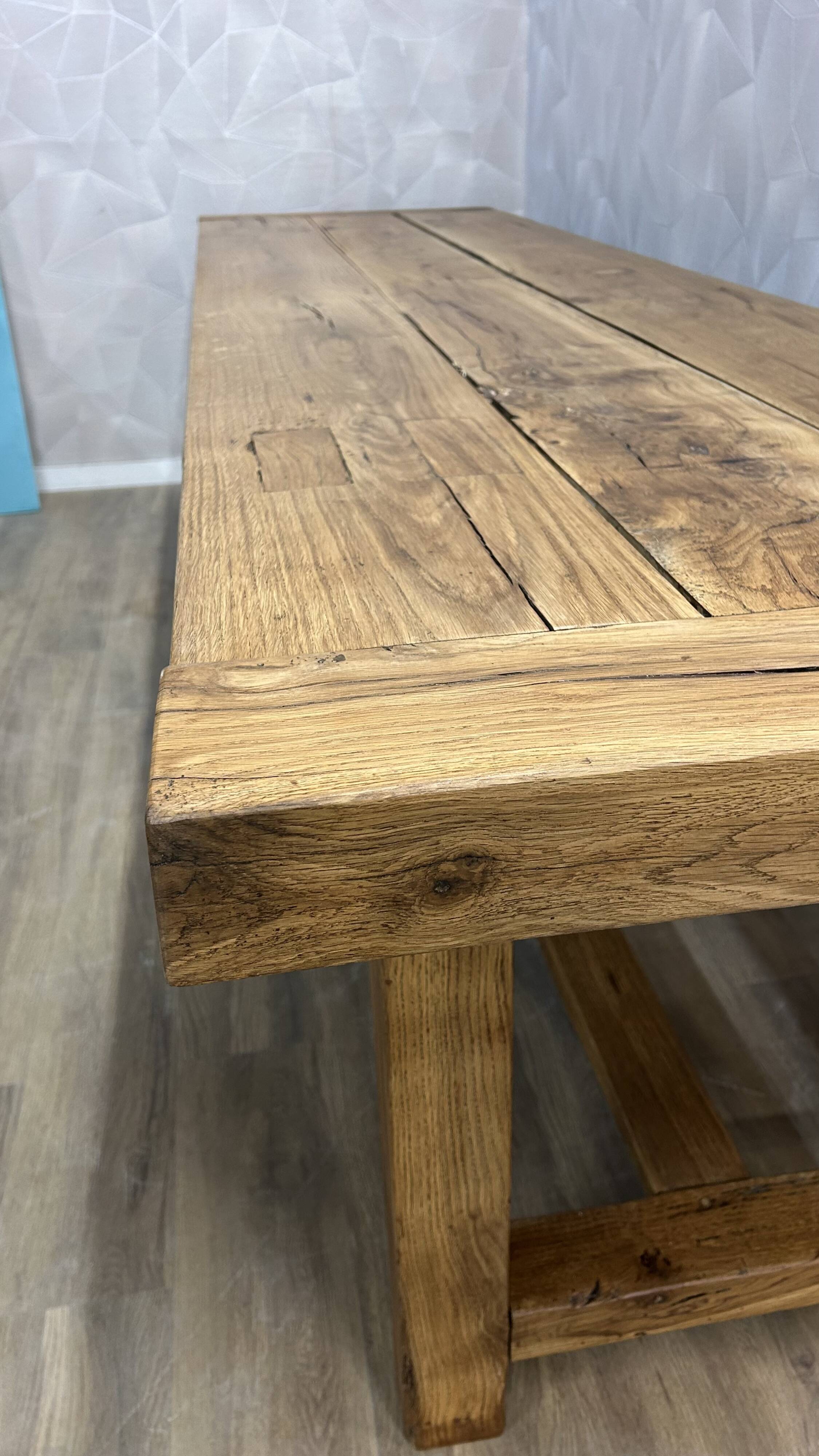Genuine farmhouse table in renovated solid oak