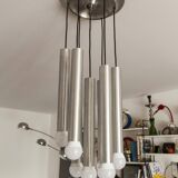 Aluminum waterfall ceiling light by Kaiser Idell / Leuchten, Germany, 1960s