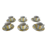 6 60s striped iridescent porcelain coffee cups
