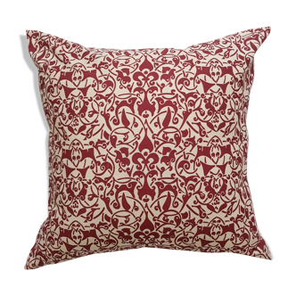 Cushion cover Etnik beige / garnet - 50 x 50