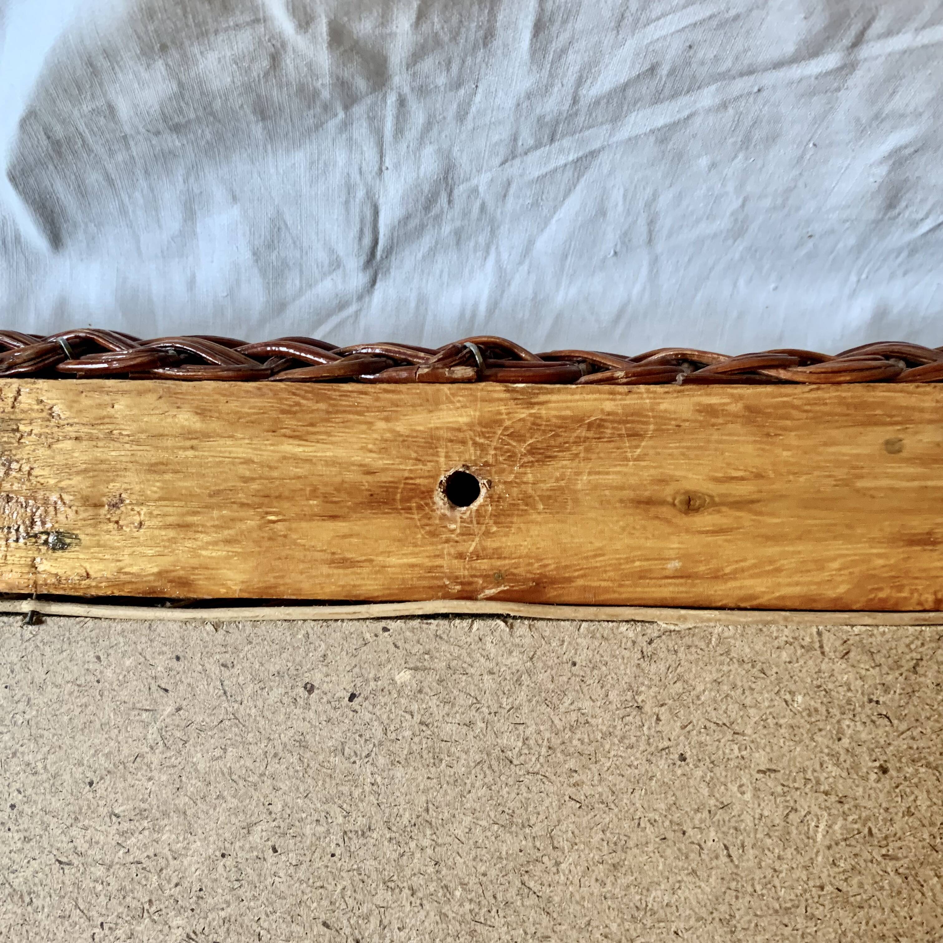 Vintage rectangular woven rattan wall mirror