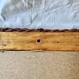 Vintage rectangular woven rattan wall mirror