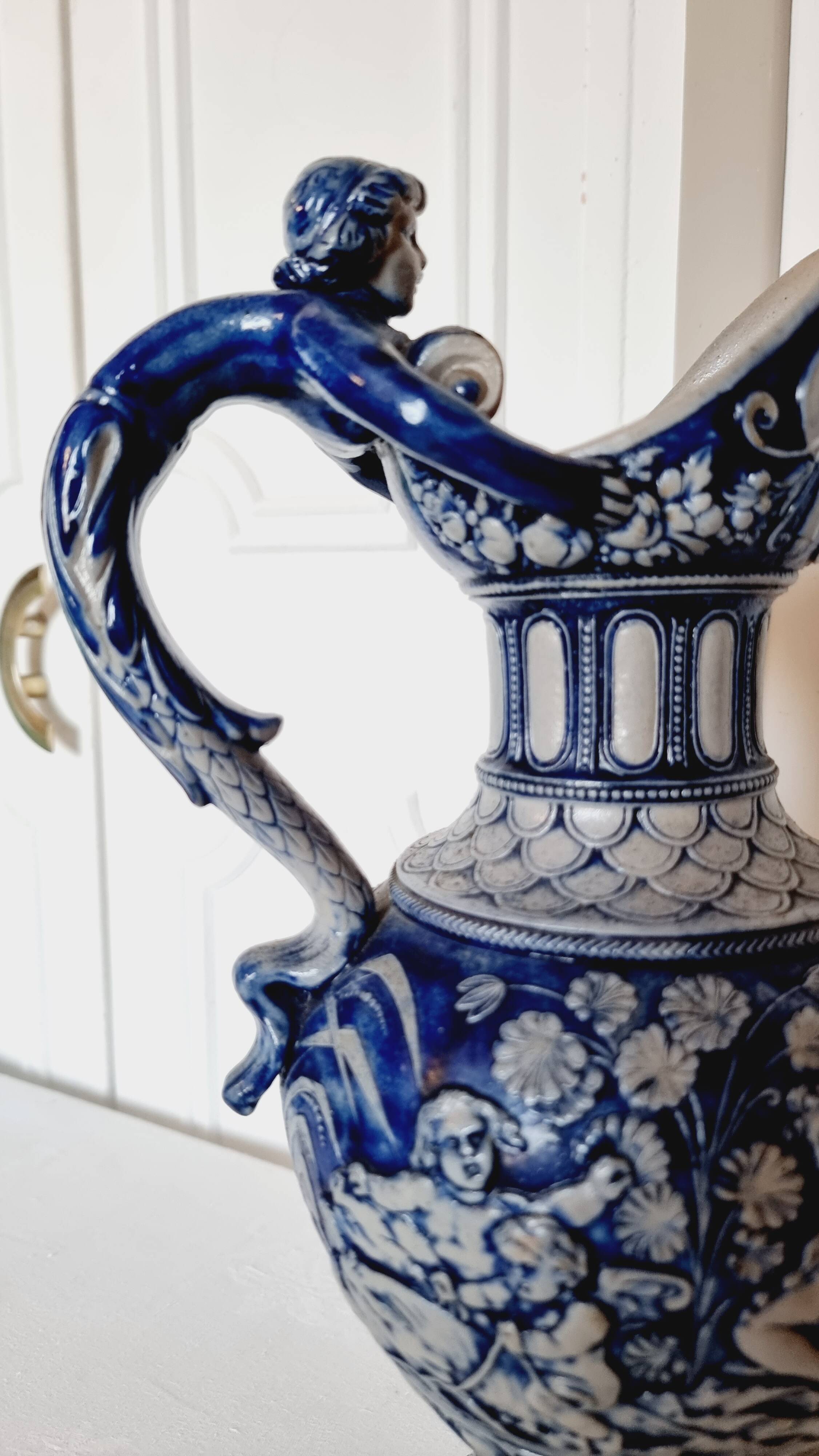 salt-glazed stoneware jug in German style, made by the prestigious house