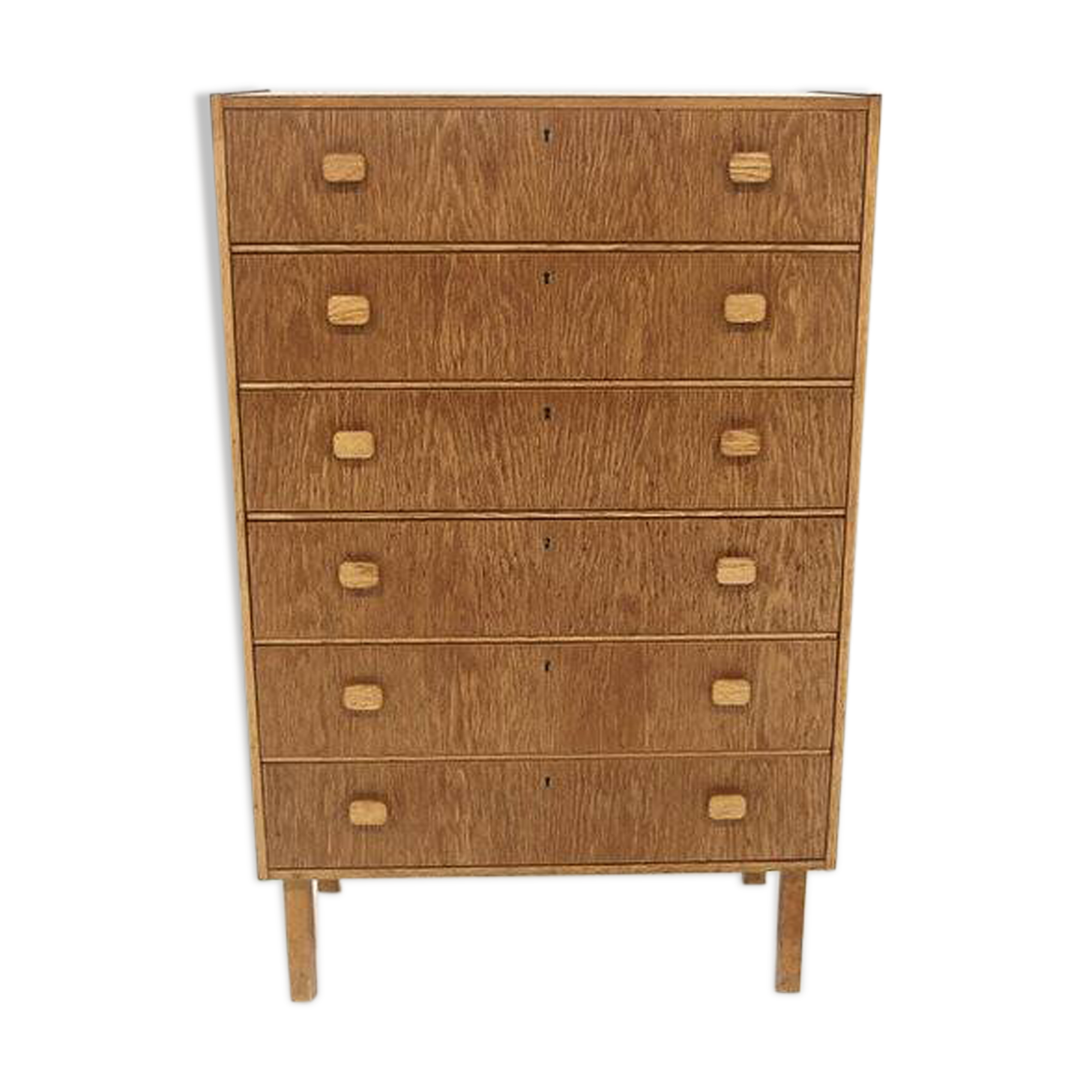 Scandinavian "tallboy" chest of drawers in oak, Sweden, 1960.