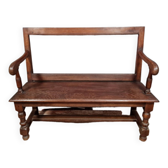 Louis XIII style openwork back bench, 19th century