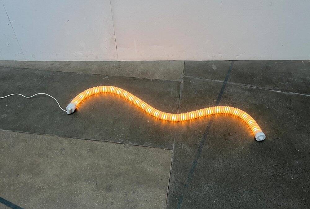 Snake floor lamp Boalum postmodern space age model by Livio Castiglioni and Gianfranco Frattini for Artemide, 1970s.