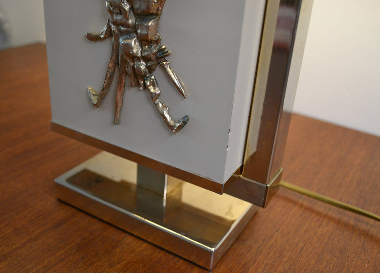 70s lamp foot by Philippe Cheverny in brass and bronze resin