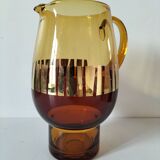 Vintage amber and gold glass carfe