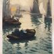 Lithograph Fernand-Marie-Eugène Le Gout-Gérard Bretonne Barque n°185