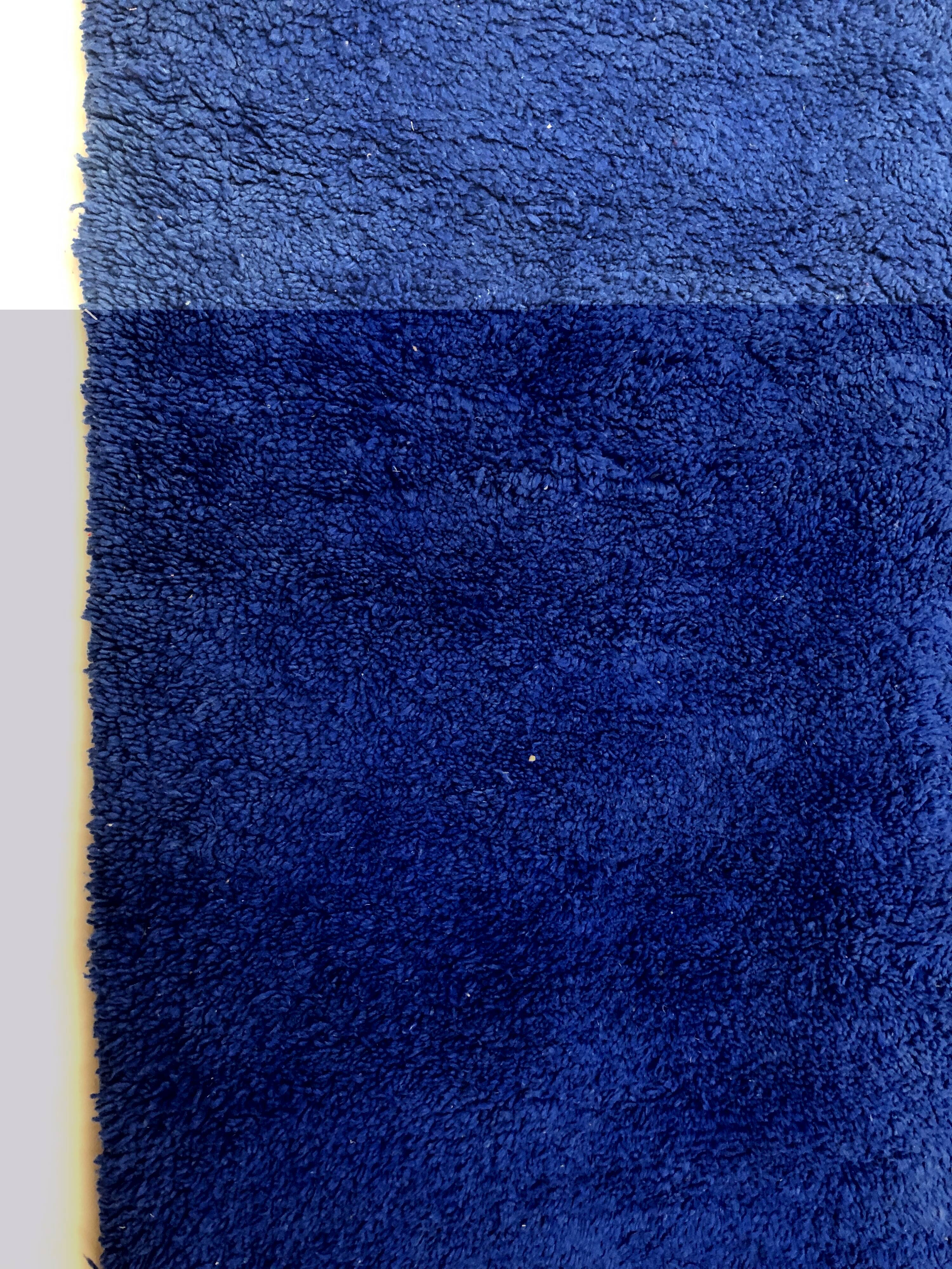 Moroccan Berber carpet beni Ouarain intense blue uni 2.94x2.07m