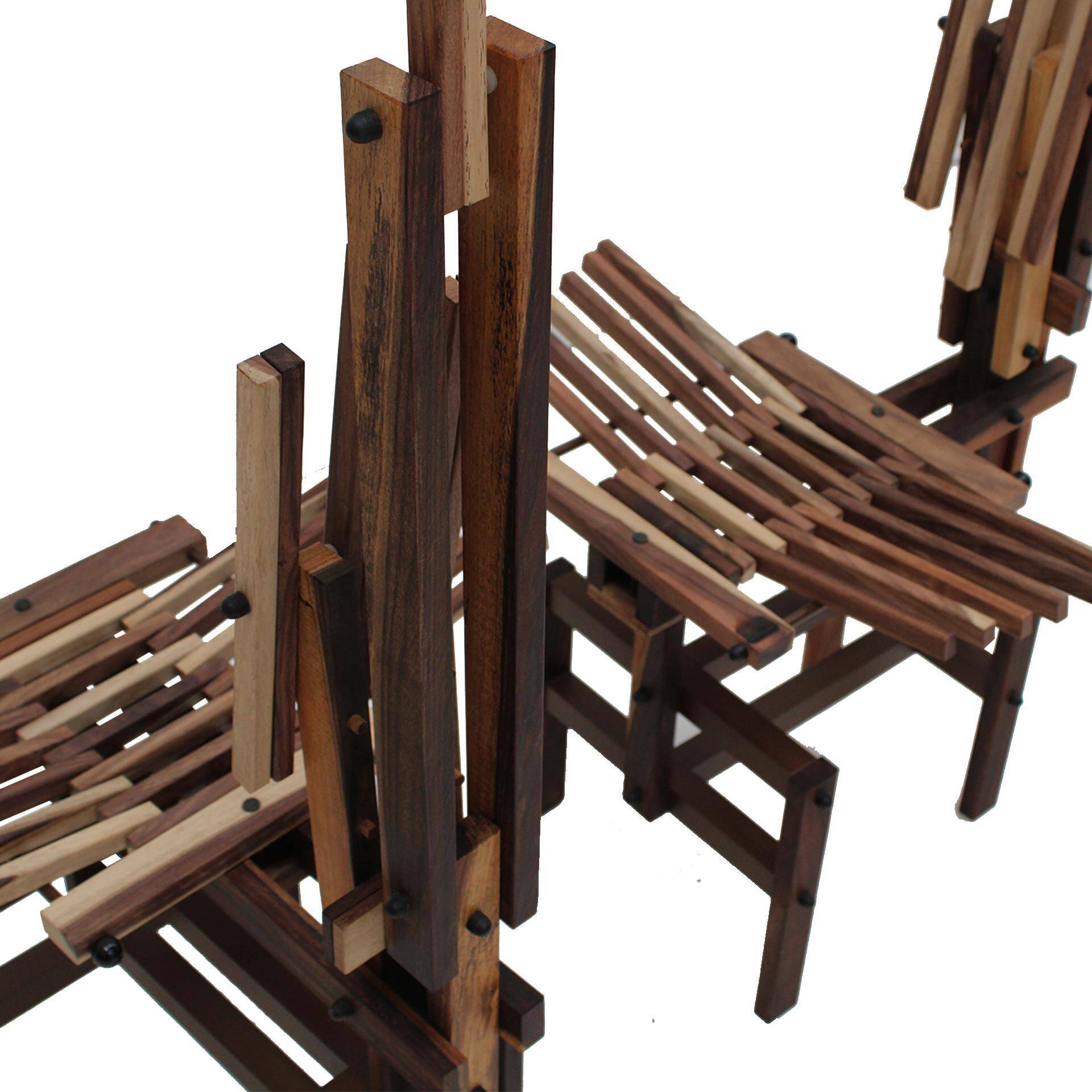 Italian Sculptural Wooden Chairs Sono by Anacleto Spazzapan, 1980s, Set of Two