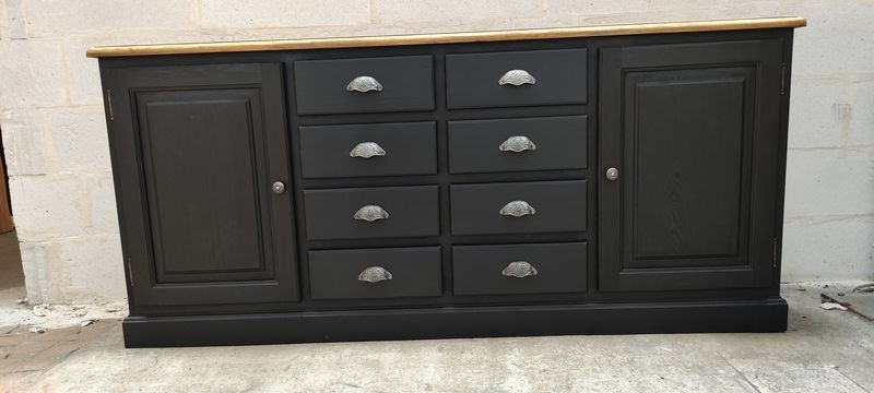 Craft furniture black patina two doors and eight drawers
