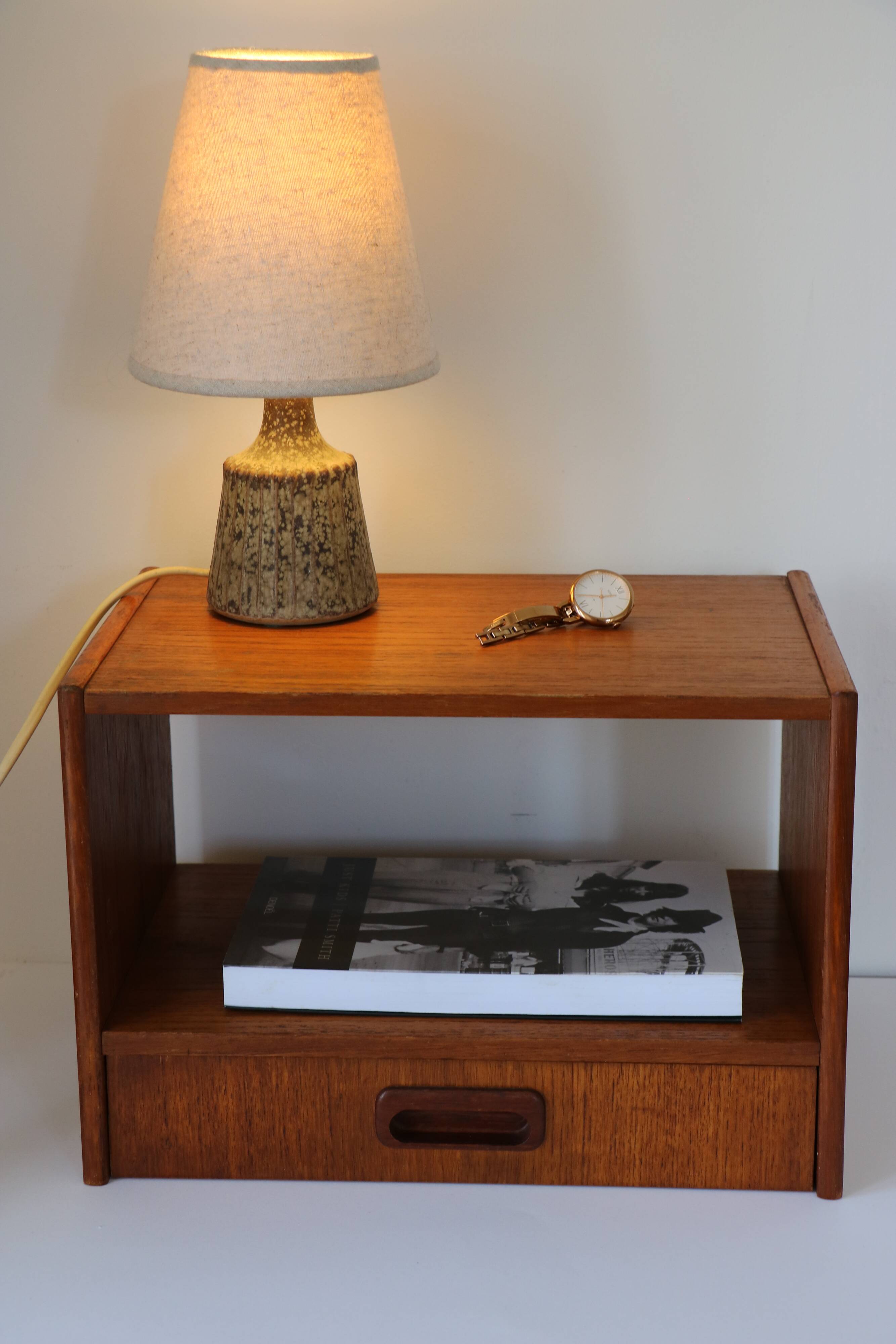 Wall-mounted bedside table with drawer, Scandinavian, 1960.