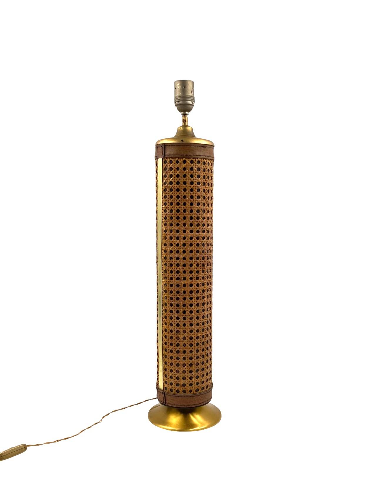 Hollywood regency brass and Vienna straw lamp base, Italy 1970's