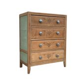 Art deco chest of drawers raw wood and khaki