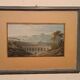 Aquarelle ancienne sur papier du début du XIXe siècle – paysage avec aqueduc.