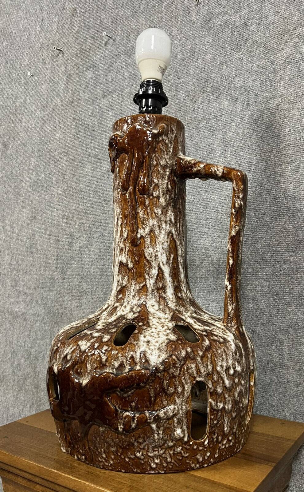 Vintage 70s lamp in brown ceramic with glaze