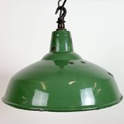 Industrial British Green Enamel Factory Pendant Lamp, 1960s