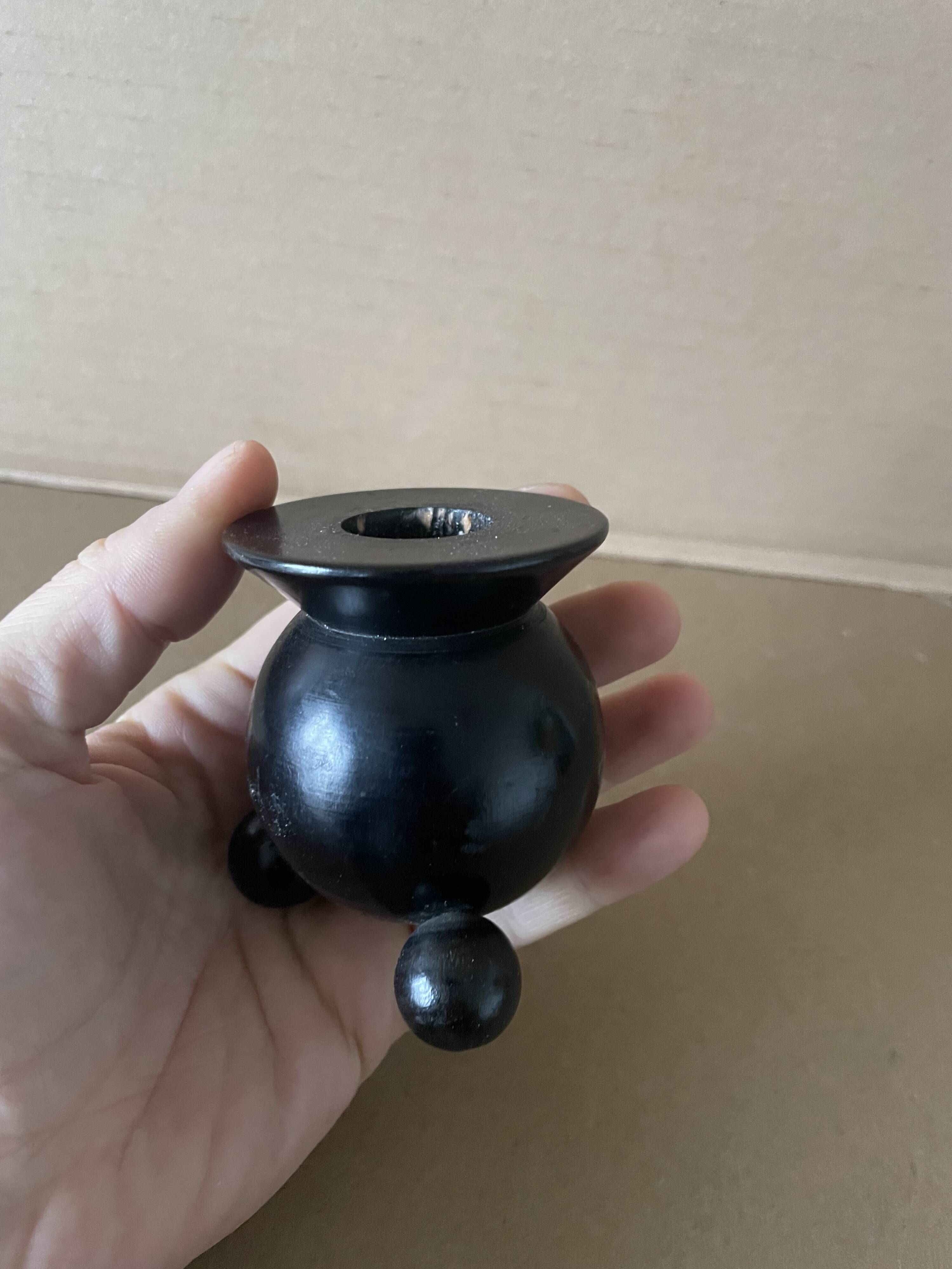 Vintage wooden ball candle holder
