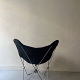 designer butterfly armchair in chrome and black leather