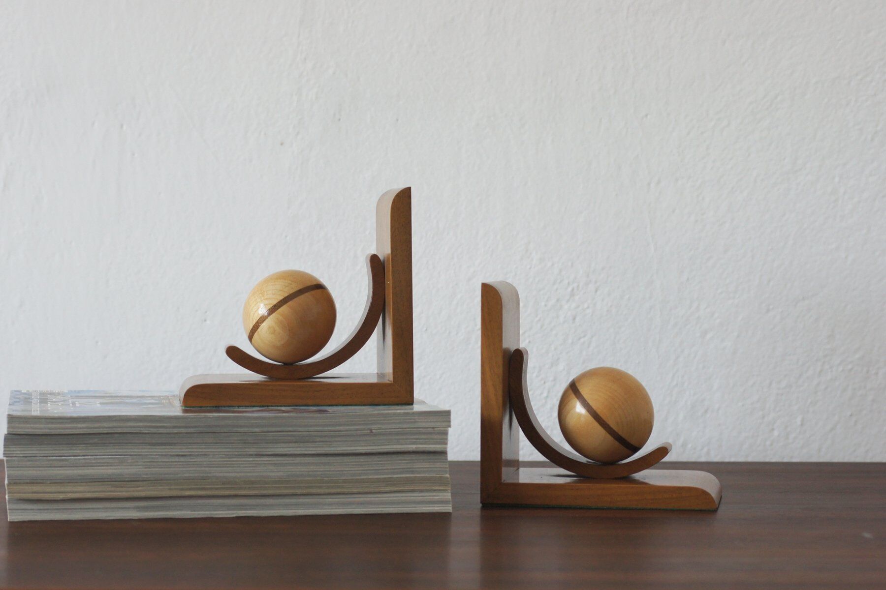 Mid-century modern wooden bookends, 1940s, set of 2