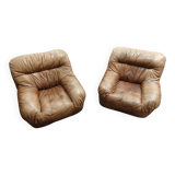 JF Mur Line Vintage Soft Leather Armchairs