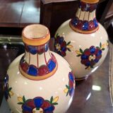 Desvres by Henri Delcourt: pair of signed Art Deco vases.